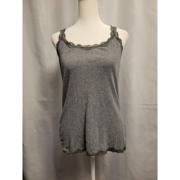 Y2K Lace Trim Cami Tank Top Juniors Large Grey Bella Swan Elena Gilbert - Picture 1 of 9